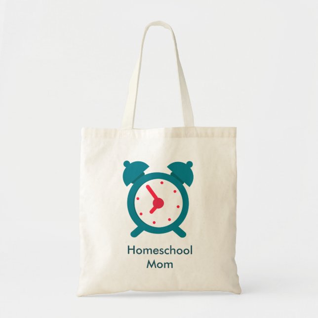 Tote Bag Horloge d'alarme maman de l'école (Devant)