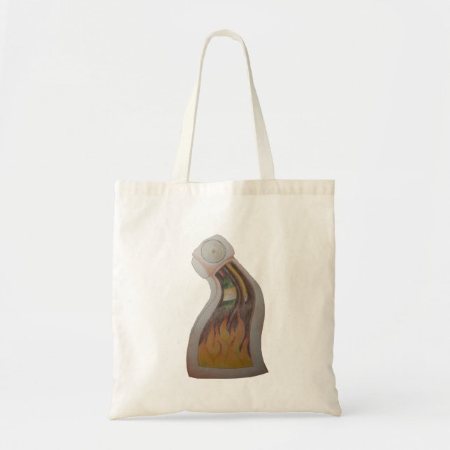 Tote Bag Horloge déroutée en feu (Devant)