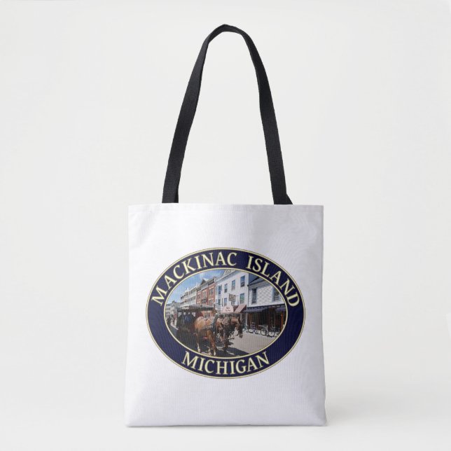 Tote Bag Horse and Carriage in Downtown Mackinac Island (Devant)