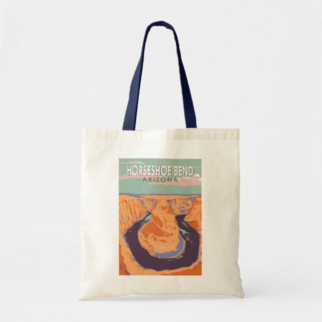 Tote Bag Horseshoe Bend Travel Art Vintage (Devant)