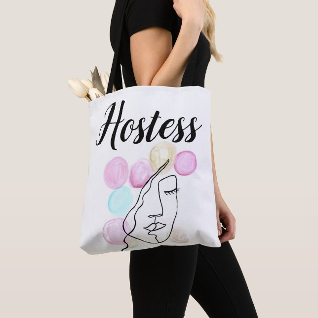 Tote Bag Hostess Pink Grey Typographie Mariage élégant (De près)