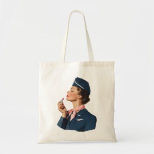 Tote Bag Hôtesse de l'air Vintage Appliquant du Rouge à Lèv