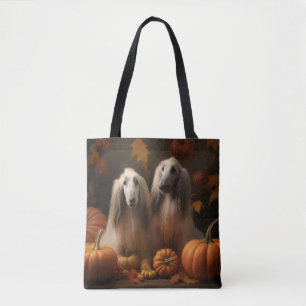Tote Bag hound afghan Chiot Automne Citrouille de plaisir