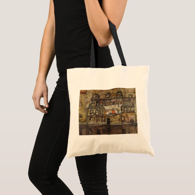 Tote Bag House Wall on River par Egon Schiele (Devant (produit))