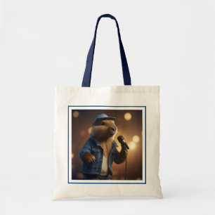 Tote Bag "Howdy Harmonics : Le Crooner Capybara De Denim-Cl