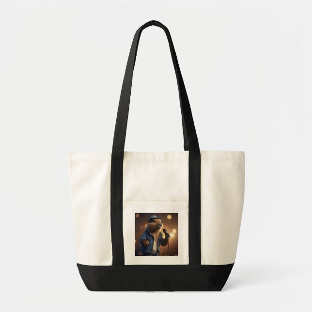 Tote Bag "Howdy Harmonics : Le Crooner Capybara De Denim-Cl (Devant)