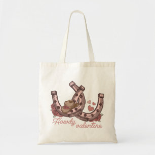 Tote Bag Howdy Valentine Western Horseshoes