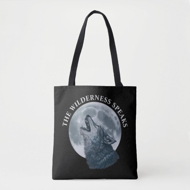 Tote Bag Howling Wolf et Moon (Devant)