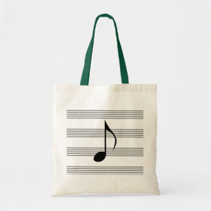 Tote Bag Huitième note sur le personnel de musique/rayures