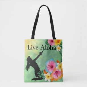 Tote Bag Hula Dancer Live Aloha Fleurs tropicales