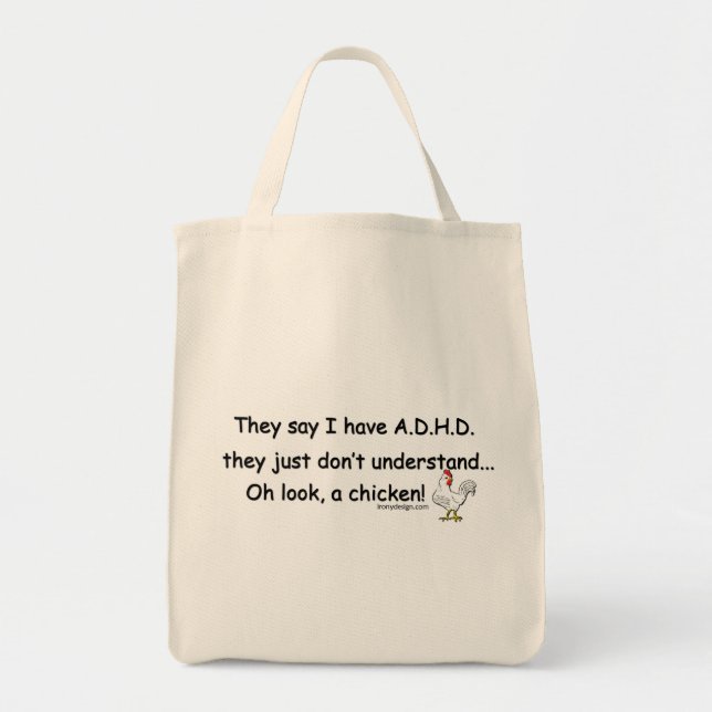 Tote Bag Humour de poulet de TDAH (Devant)