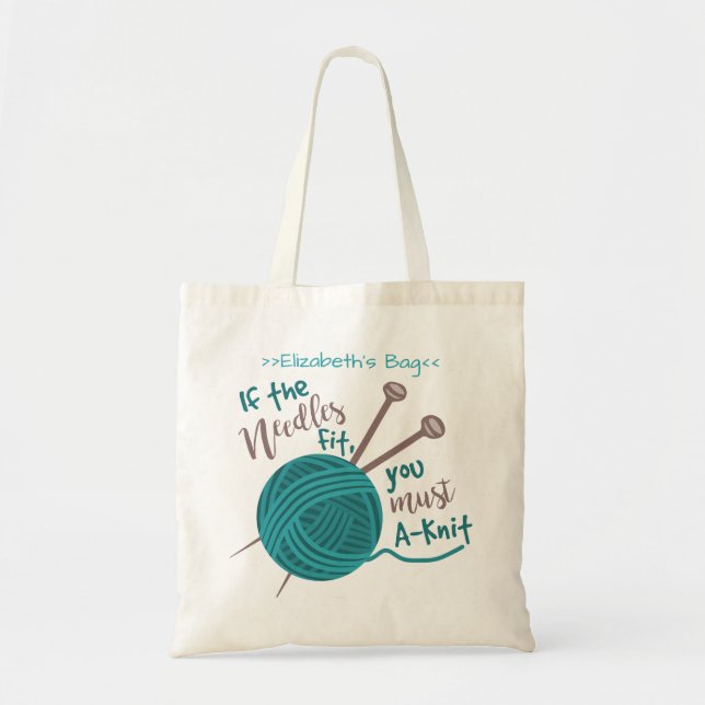 Tote Bag Humour de Tricot Needles Yarn Funny Kitter| Person (Devant)