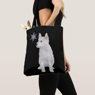 Tote Bag Hund mit Schneeflocke