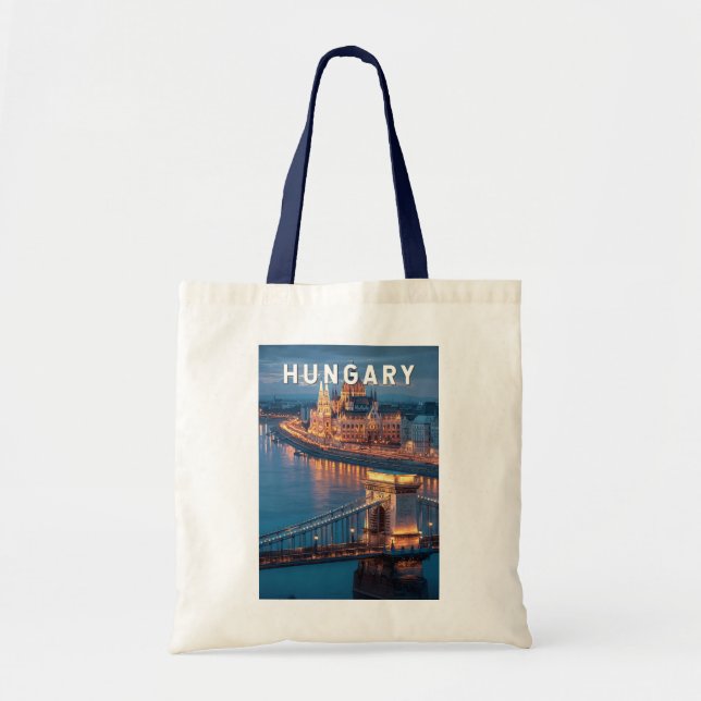 Tote Bag Hungary Illustration Travel Art Vintage (Devant)