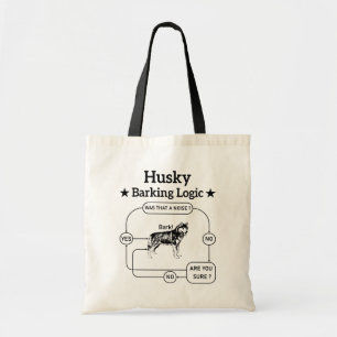 Tote Bag Husky Barking Logic Funny Chien Sibérien Sarcastiq