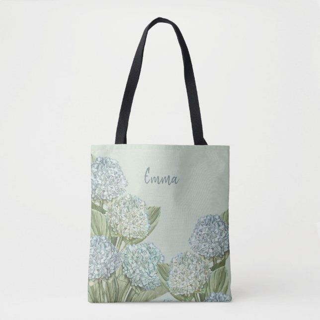 Tote Bag Hydrangea Bleu/Vert Sage (Devant)