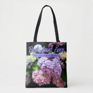 Tote Bag Hydrangea jardin rose bleu pourpre fleuri cadeau d