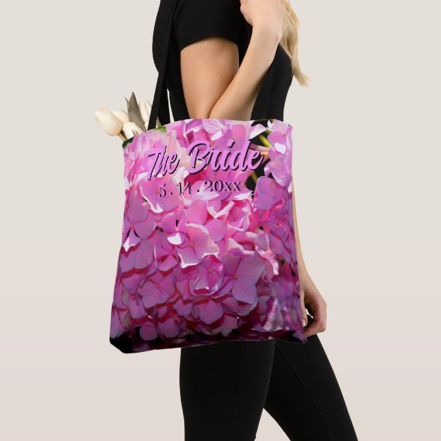 Tote Bag Hydrangeas élégantes roses romantiques florales (De près)