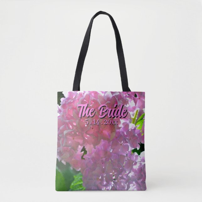 Tote Bag Hydrangeas roses radieux, fleurs de mariée roses (Devant)