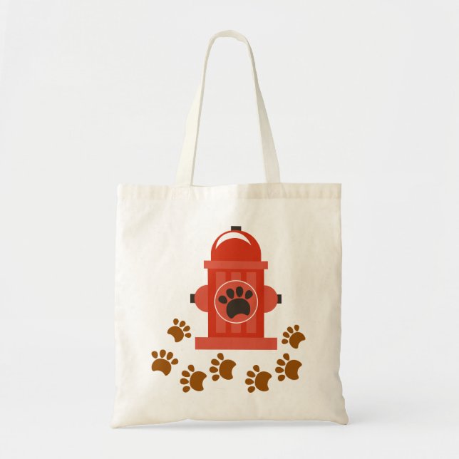 Tote Bag Hydrant incendie et empreintes de pattes (Devant)