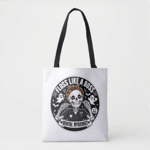 Tote Bag Hygiéniste dentaire squelette d'Halloween 