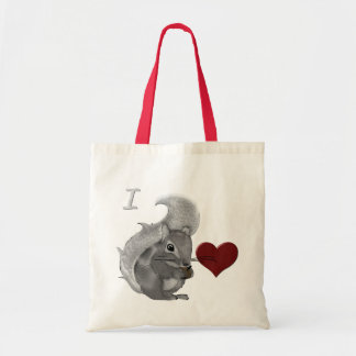 Tote Bag I Heart Baby Squirrels Fuzzy Animal