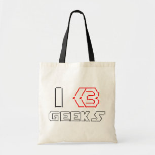 Tote Bag I Heart Geek ASCII ART