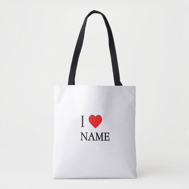 Tote Bag I heart Name (customisable)  (Devant)