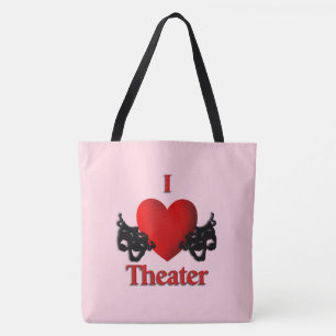 Tote Bag I Heart Theater Pink