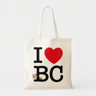 Tote Bag I love border collie! バッグ (レッド立ち耳）