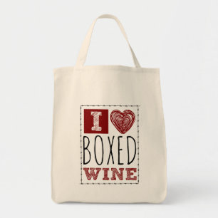 Tote Bag I Love Boxed Wine Barbed Wire Heart