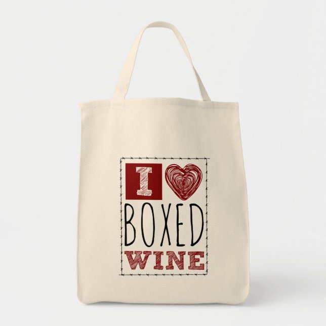 Tote Bag I Love Boxed Wine Barbed Wire Heart (Devant)