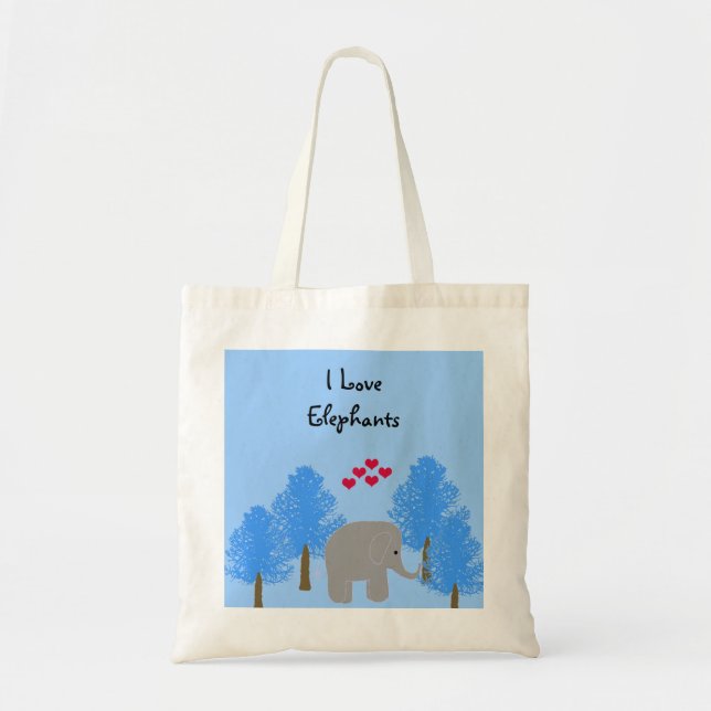 Tote Bag I Love Elephants (Devant)