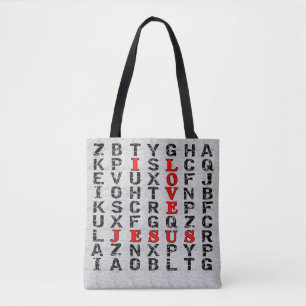 Tote Bag I Love Jesus Word Recherche Christian Print Bag