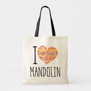 Tote Bag I Love Mandolin Orange Mandala Heart