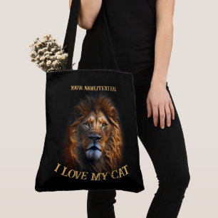 Tote Bag "I Love My Cat" Custom Personalized Text