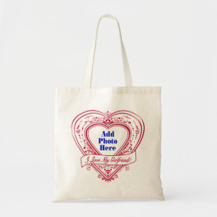 Tote Bag I Love My Girlfriend ! Photo Red Hearts
