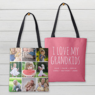 Tote Bag I Love My Grandkids 9 Photo Instagram Collage