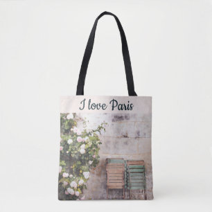Tote Bag I Love Paris Street Scène Fleurs