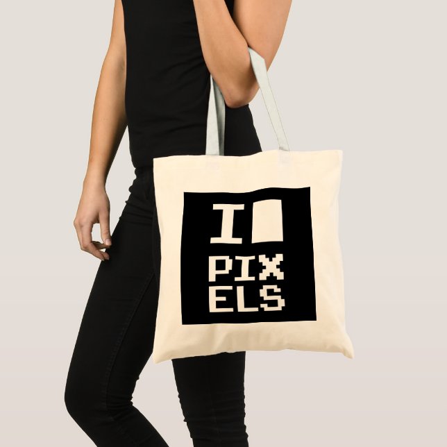 Tote Bag I Love Pixels, design geek, art des pixels (Devant (produit))