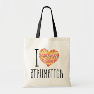 Tote Bag I Love Strumstick Orange Mandala Heart