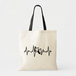 Tote Bag I Love Theatre - Drama Mask Heartbeat