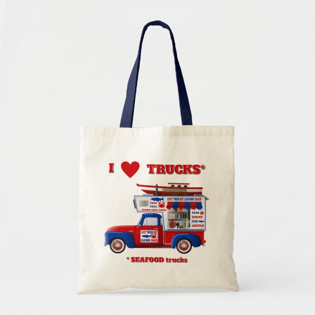 Tote Bag I Love Trucks (Camions de fruits de mer) (Devant)