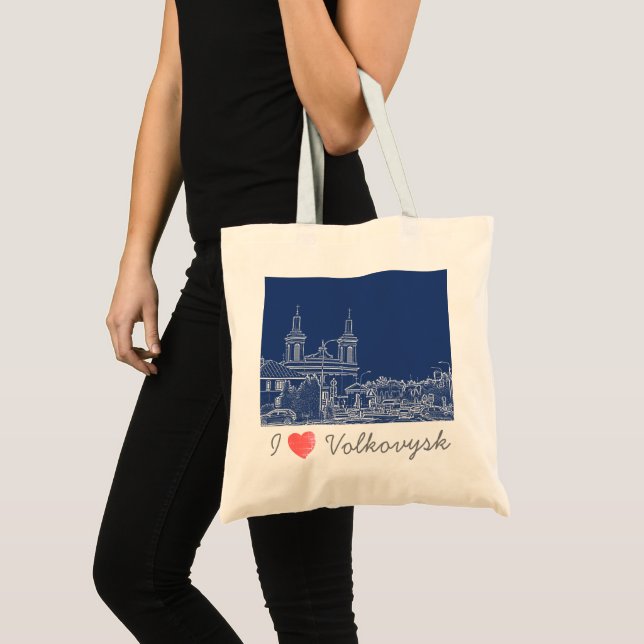 Tote Bag I Love Volkovysk Biélorussie Architecture Cathédra (Devant (produit))
