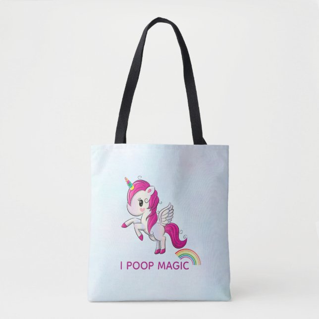 Tote Bag I Poop Magic Funny Unicorne Dit (Devant)