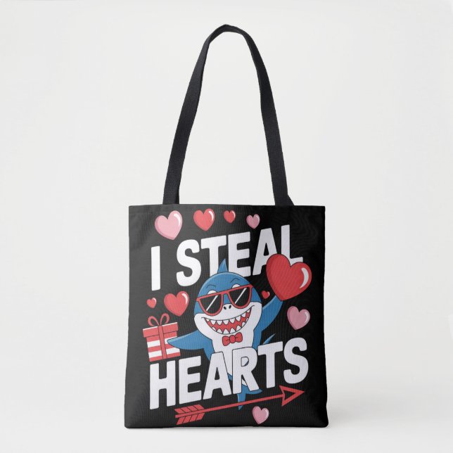 Tote Bag I Steal Hearts - Drôle Valentine's Day Shark (Devant)
