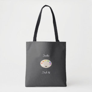 Tote Bag I Teach Art Personalized Paint Palette Black