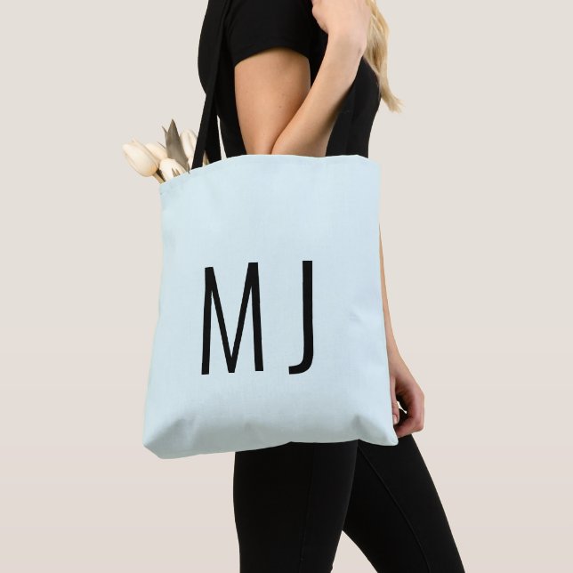 Tote Bag Ice bleu contemporain Texte noir Nom personnalisé (De près)