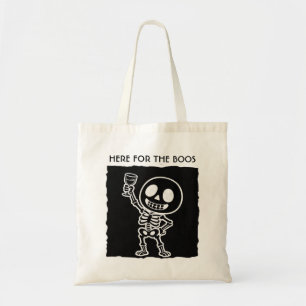 Tote Bag Ici pour les Huées Toile Drôle de Squelette Hallow