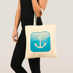 Tote Bag Icône Ancre bleue marine moderne